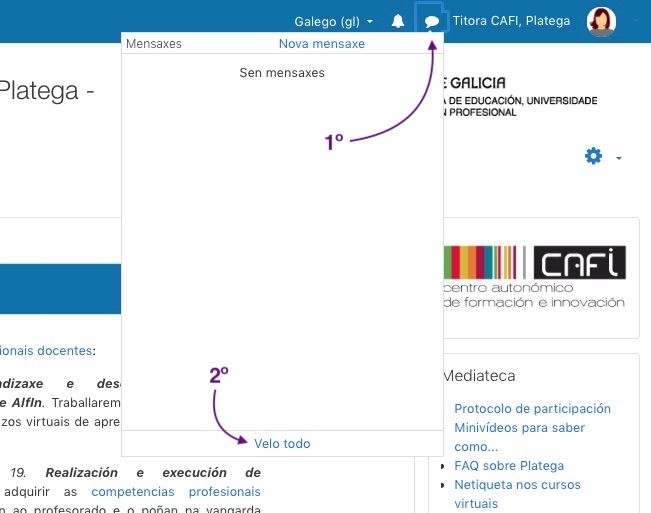 Mensaxería dun curso Platega