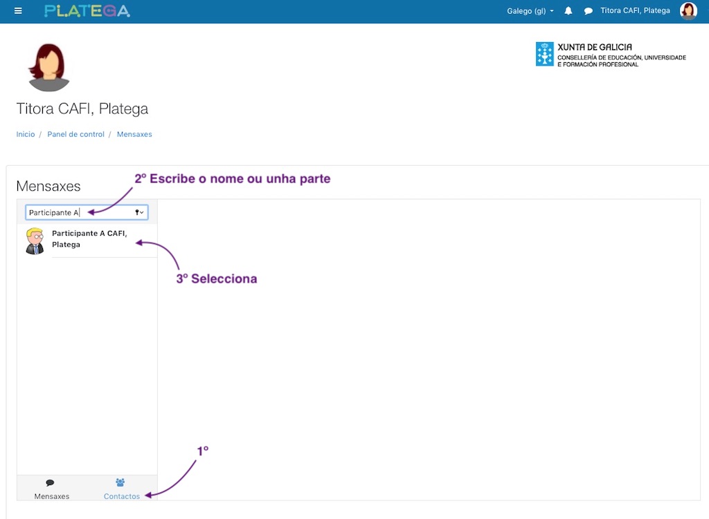 Destinatario da mensaxe