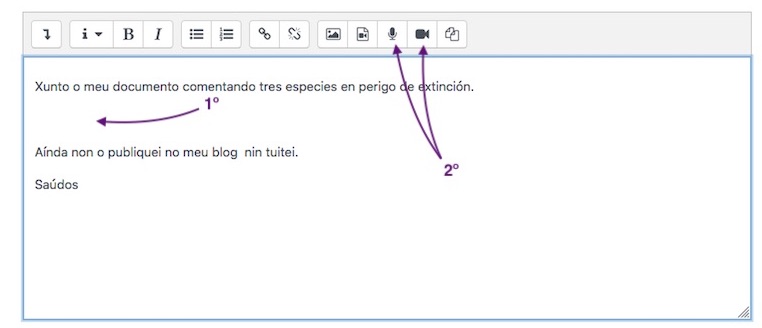 Íconas para gravar audio ou vídeo