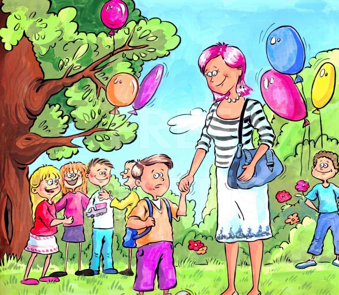 Avagyan, Agnes; Erster Schultag Schulanfang Mama, https://www.live-karikaturen.ch