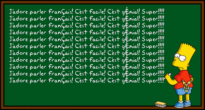 Parler français, c'est facile. Bart Simpson. Image créée par Sandra Rodríguez avec addletters.com
