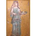 Fresco of woman with tray in Villa San Marco of Stabiae.