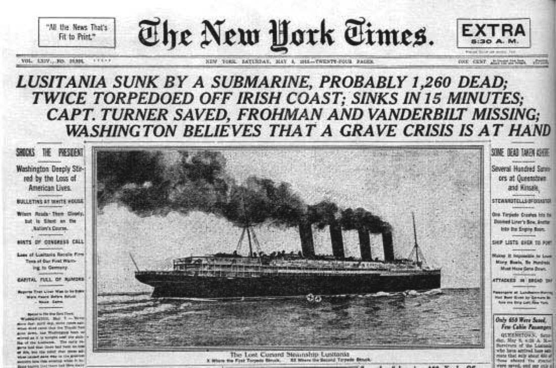 Lusitania sunk