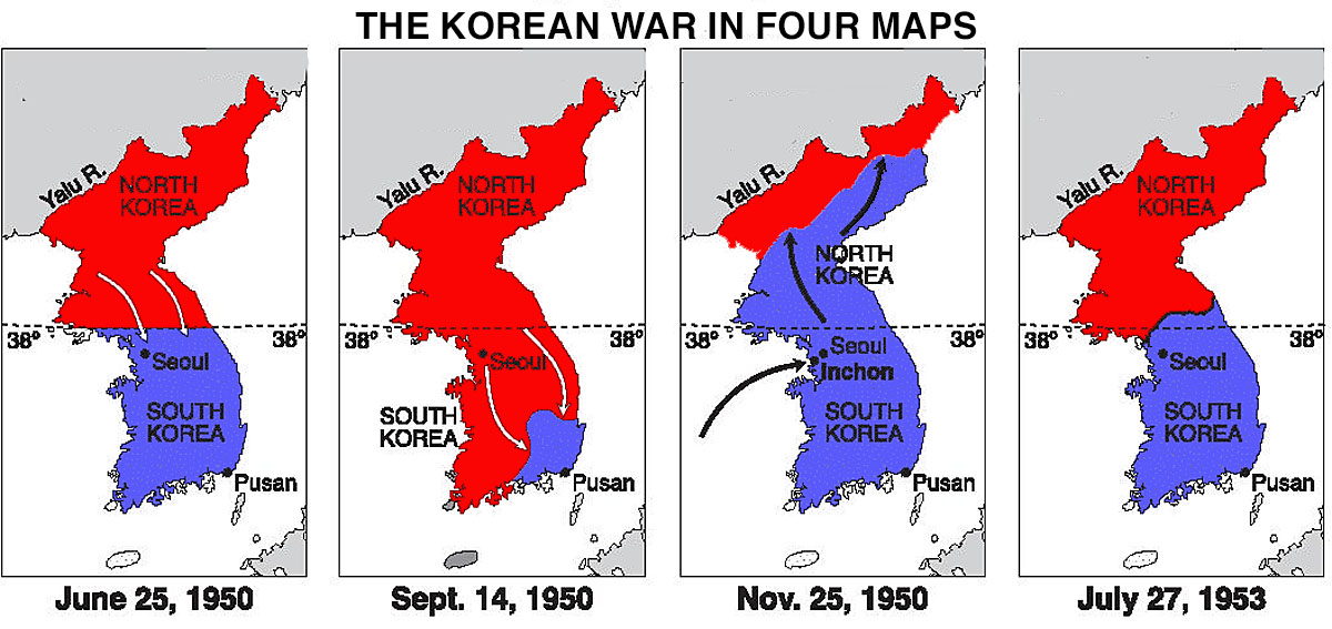 Korean War in 4 maps