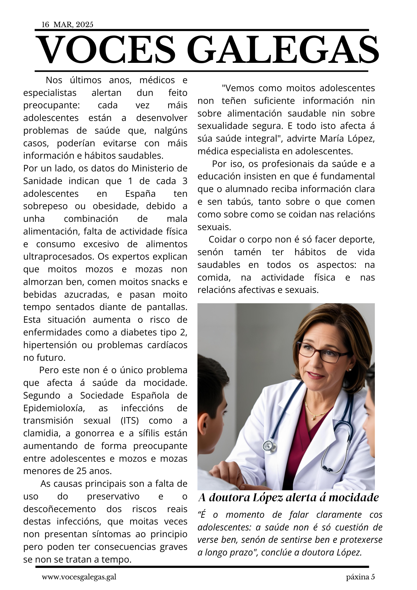 Imaxe da noticia no xornal