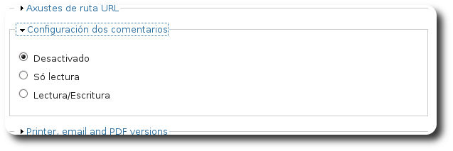 Configuración de comentarios en nodo