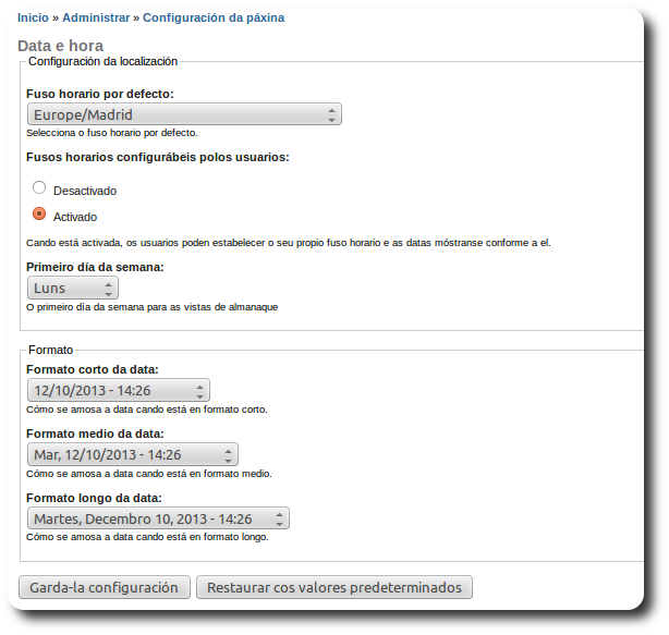 Data e hora Data e hora