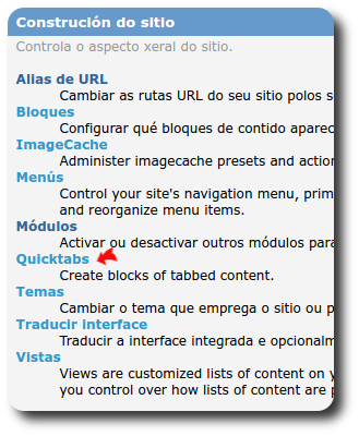 Opción Quicktabs en Construción do sitio