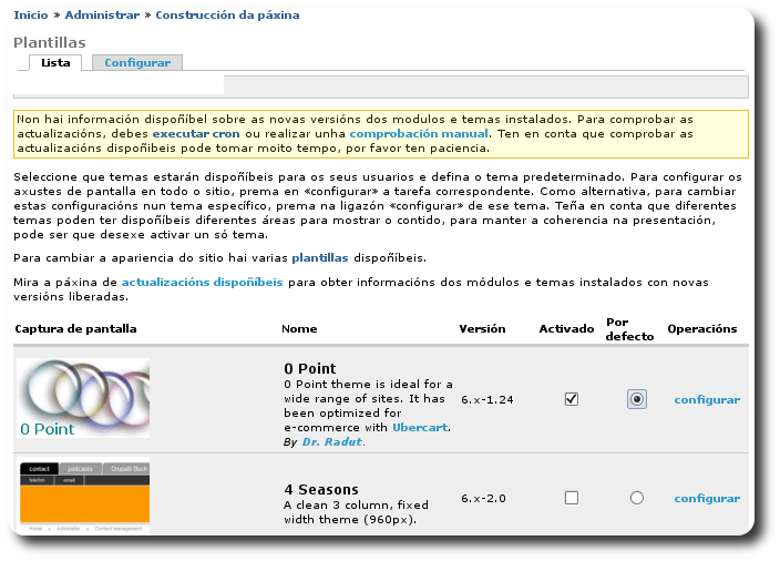 Opción de configuración de plantillas Opción de configuración de plantillas