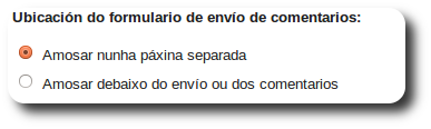 Ubicación do formulario de envío de comentarios