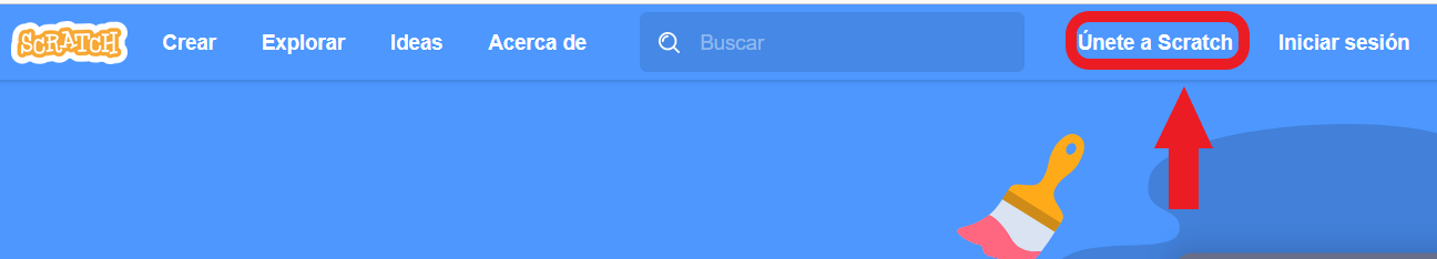 La imagen describe la opción unete a Scratch