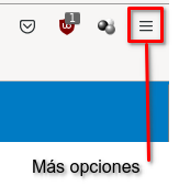 Acceso a las tres líneas horizontales en la esquina superior derecha