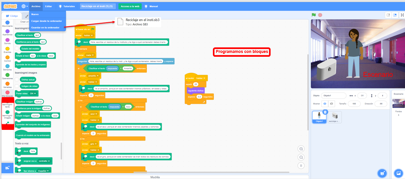 Learning ML programación con bloques.