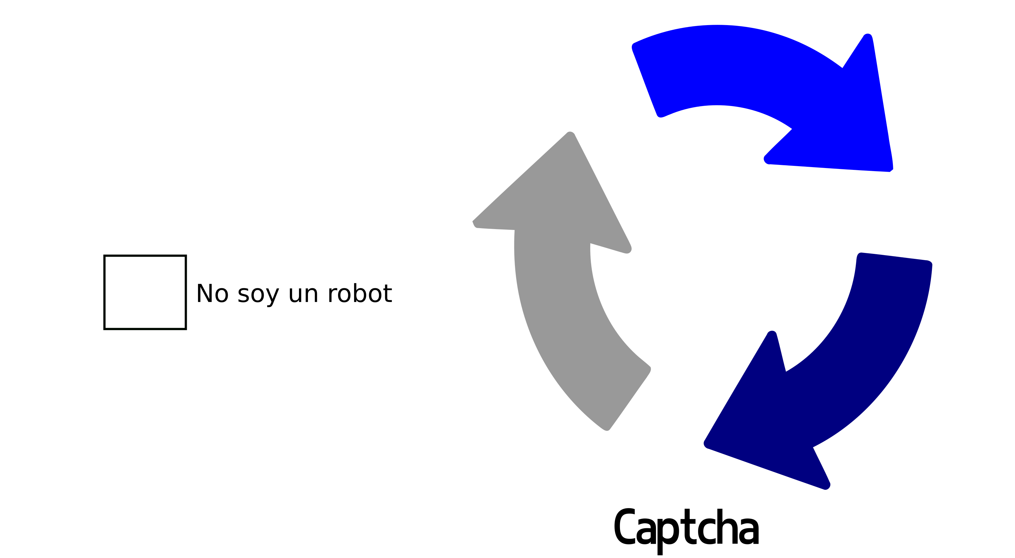 Test Captcha representado por tres flechas circulares y la inscripción que debes marcar si no eres un robot