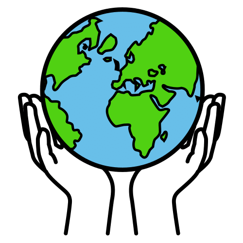 Bola del mundo sostenida por unas manos