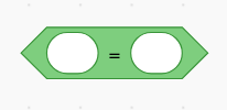 Bloque comparación bloque de Scratch que compara : igualdad