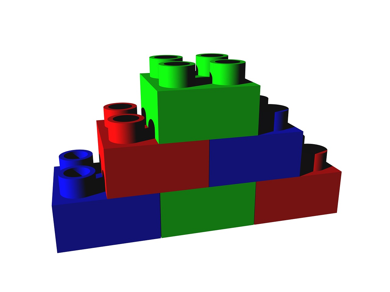 Icono fase 5: construcción. Piezas de construcción Lego acopladas.