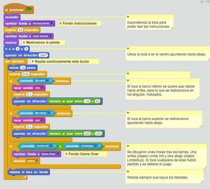 Código de la pelota