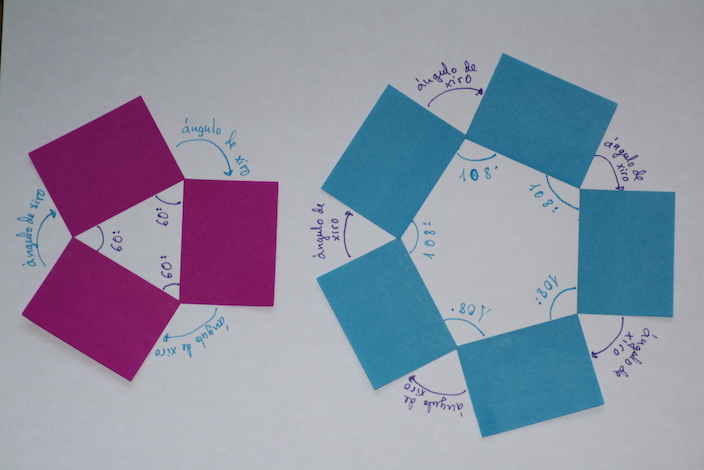 ángulos triángulo e pentágono