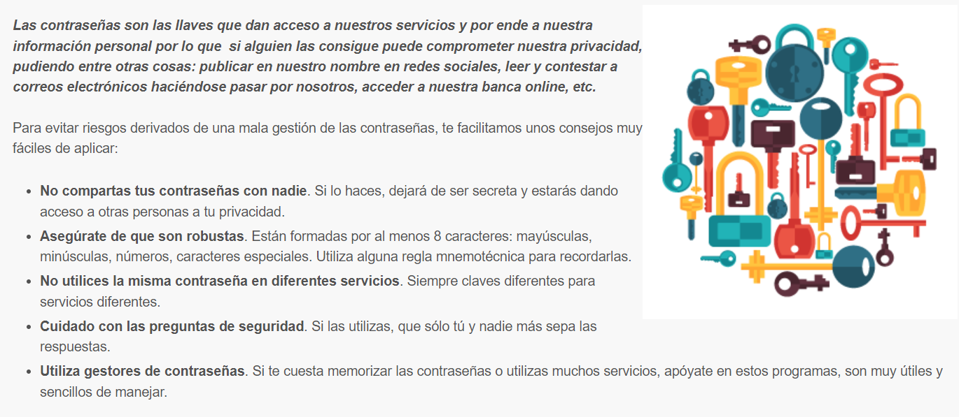 Consejos OSI sobre contraseñas.