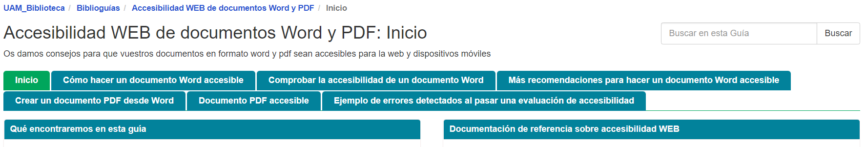 Biblioguía "accesibilidad web" de la UAM