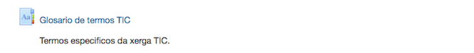 Icona y ligazón ao "Glosario" no curso virtual