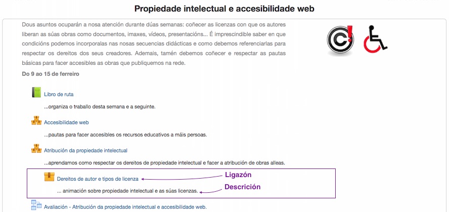Paquete SCORM inserido no curso virtual.