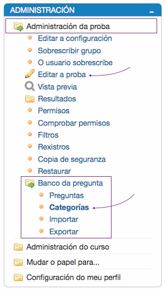 Bloque Administración, Administración da proba