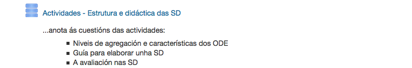Aspecto dunha Base de datos nun curso virtual.