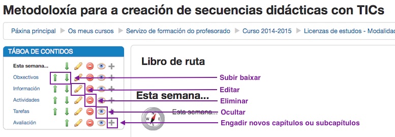Libro de contidos, edición activada.