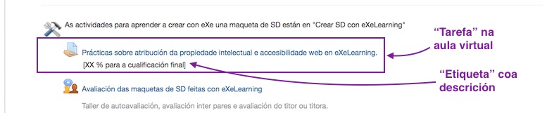Xeito como se amosa unha tarefa nun curso virtual