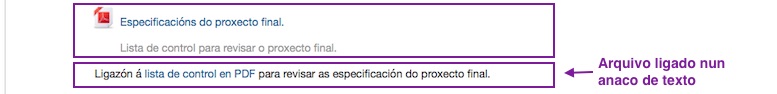 Resultado de ligar un ficheiro empregando un anaco de texto.