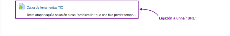 Ligazón a unha URL amosada nun curso virtual.
