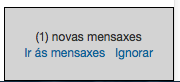 Xanela emerxente aviso de nova mensaxe en Moodle.