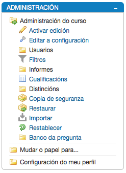 Bloque de Administración de Moodle.