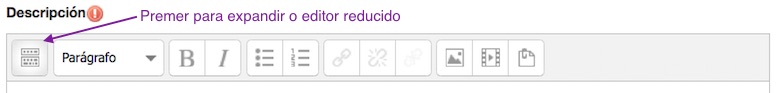 Editor de Textos Reducido de Moodle.
