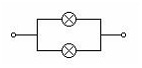 S&iacute;mbolo de un montaje de dos l&aacute;mparas en paralelo.