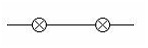 S&iacute;mbolo de un montaje de dos bombillas en serie.