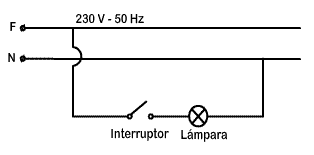 Esquema multifilar para el control de una l&aacute;mpara desde un solo punto
