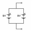 S&iacute;mbolo de un montaje de dos pilas en paralelo.