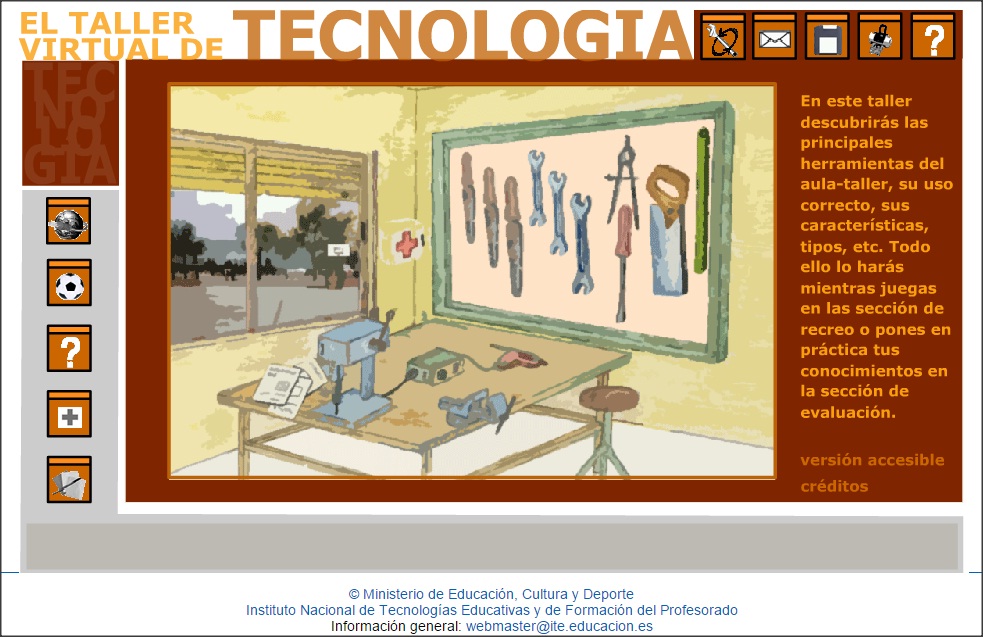 Portada de la p&aacute;gina web "TAller virtual de tecnolog&iacute;a" del ITE.