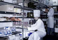 Ramón comprueba las etiquetas en el almacén.