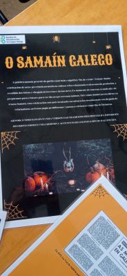Paneis explicativos sobre a orixe e a celebración do Samaín en Galicia. 
