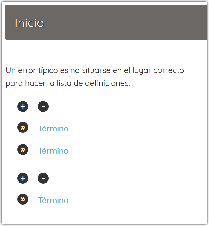 Error en lista de definiciones