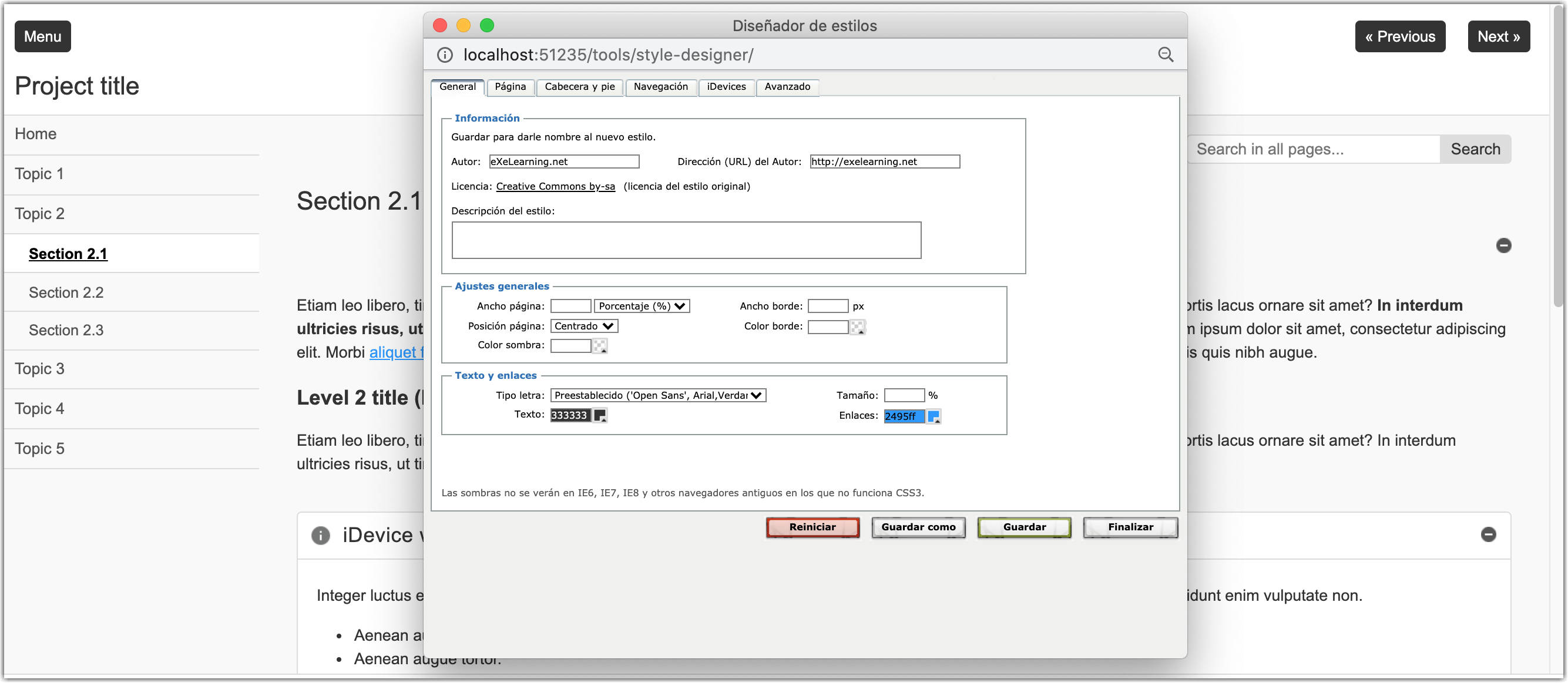 Diseñador de estilos