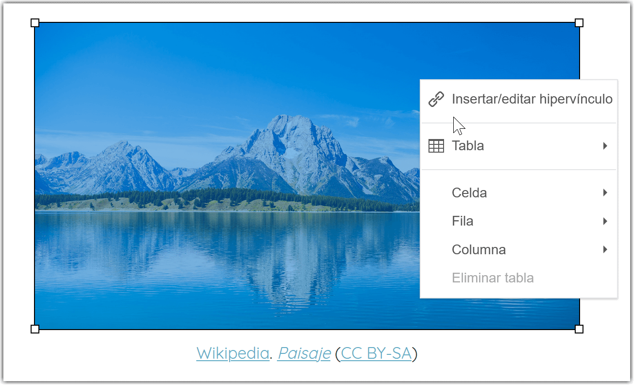 Paisaje con hipervínculo