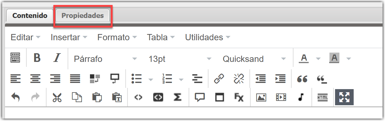 Pestaña propiedades