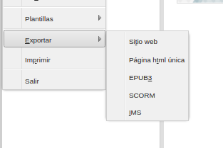 Opciones de exportación como Usuario básico