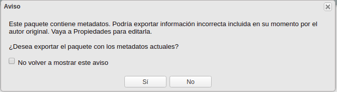 Aviso de revisión de Metadatos
