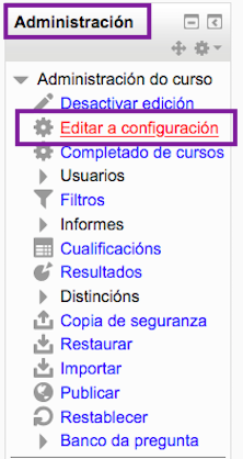 Editar a configuración dun curso
